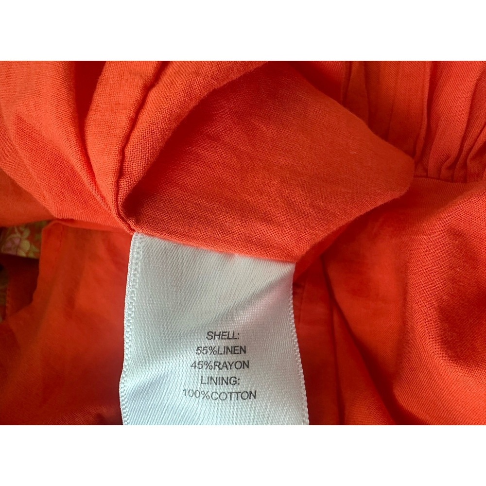 Women's Sz: Large Linen Blend Orange Boho Cottage Floral Maxi Dress by A Loves A - Picture 6 of 7